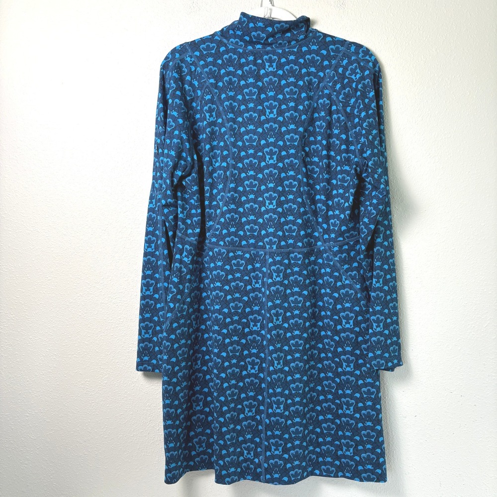 Title Nine Getaway Dress Size XL Blue Geometric Print Quarter Zip Long Sleeve - Picture 3 of 11